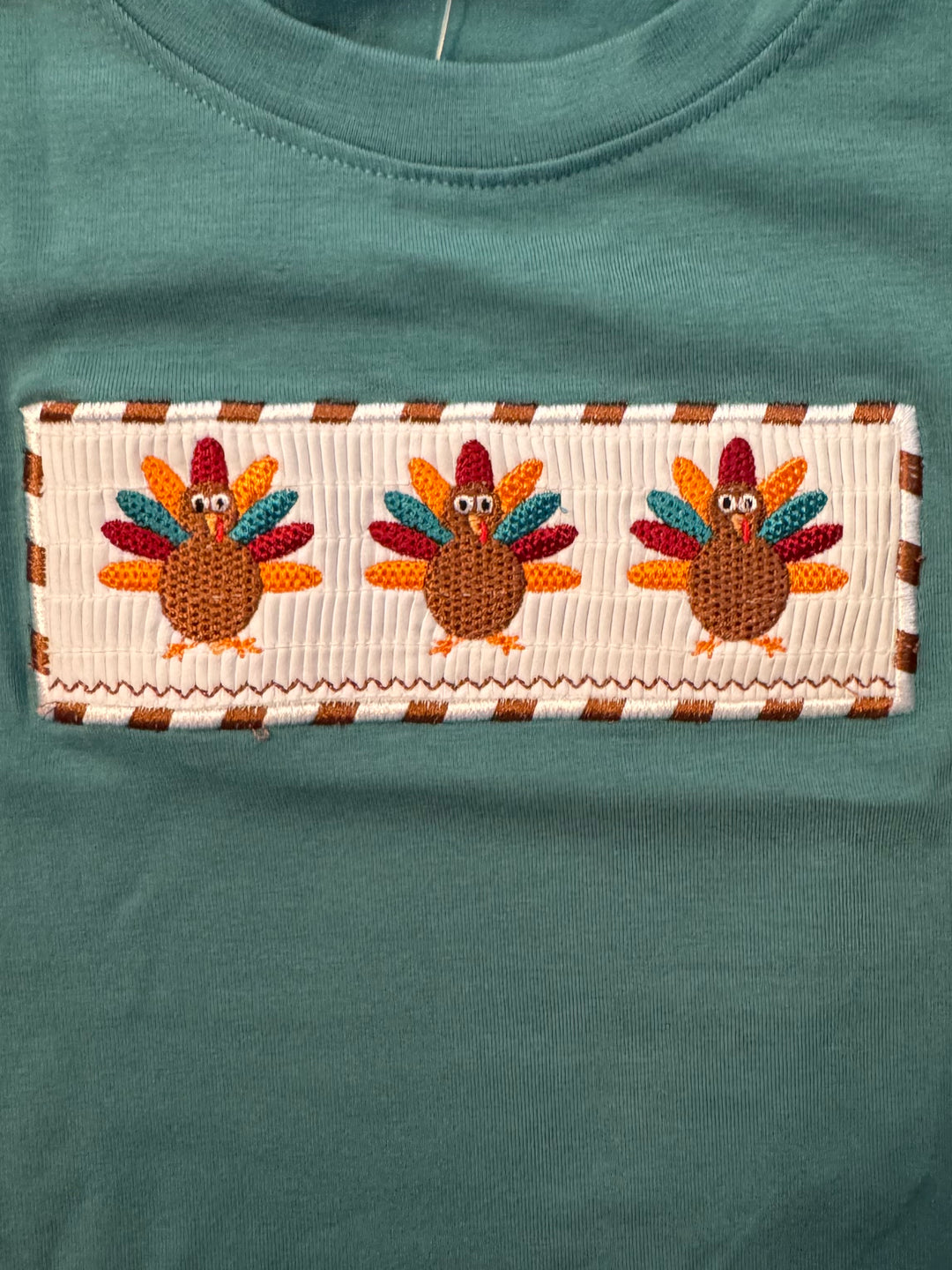 Short Sleeve Turkey Embroidered Top