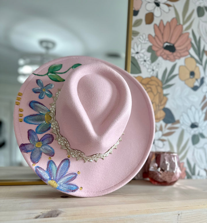 Pink Hand Painted Hat