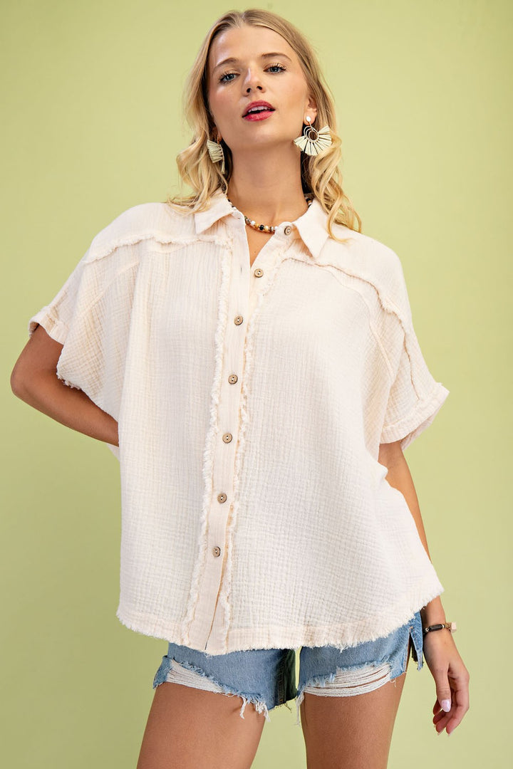 Ivory Gauze Button Down