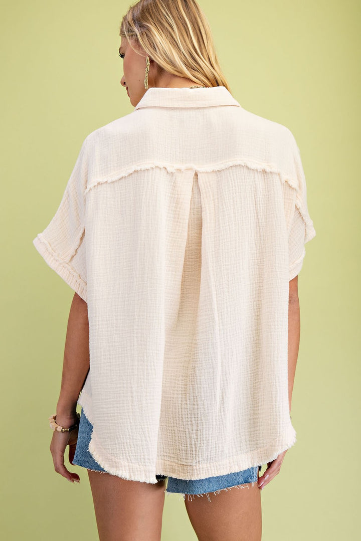 Ivory Gauze Button Down