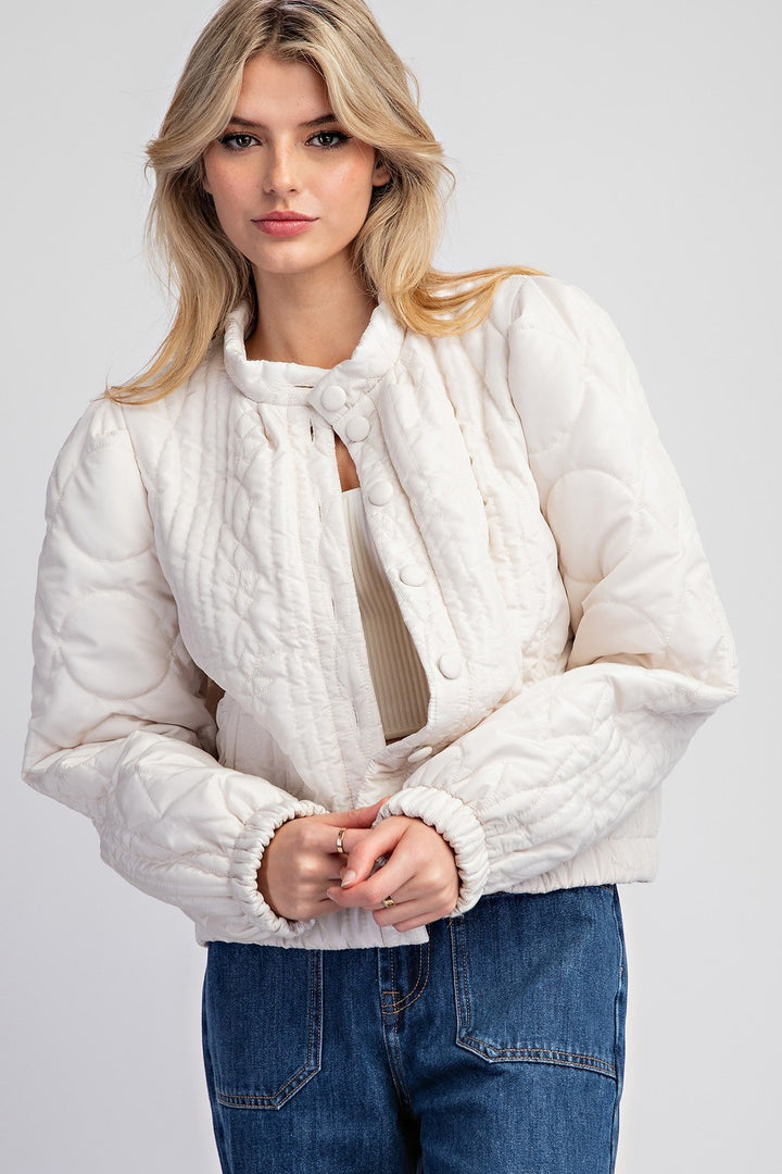 Oatmeal Quilted Cropped Jacket