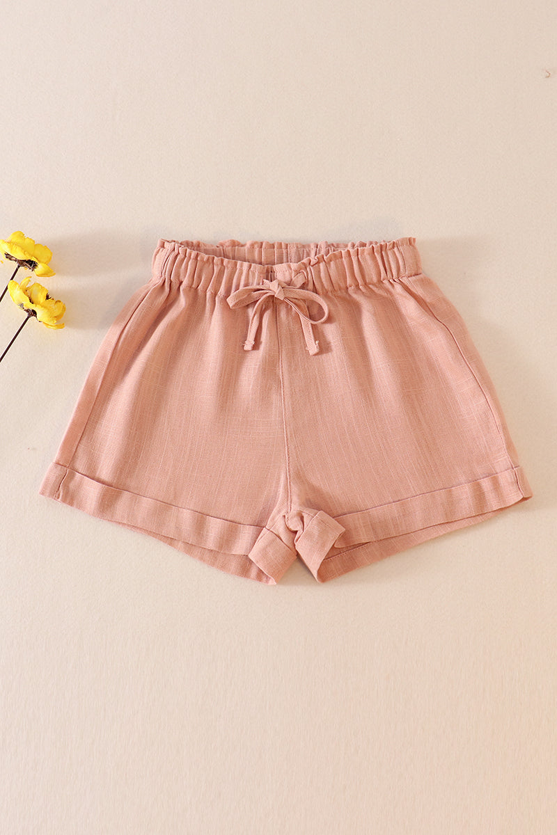 Peach Linen Shorts
