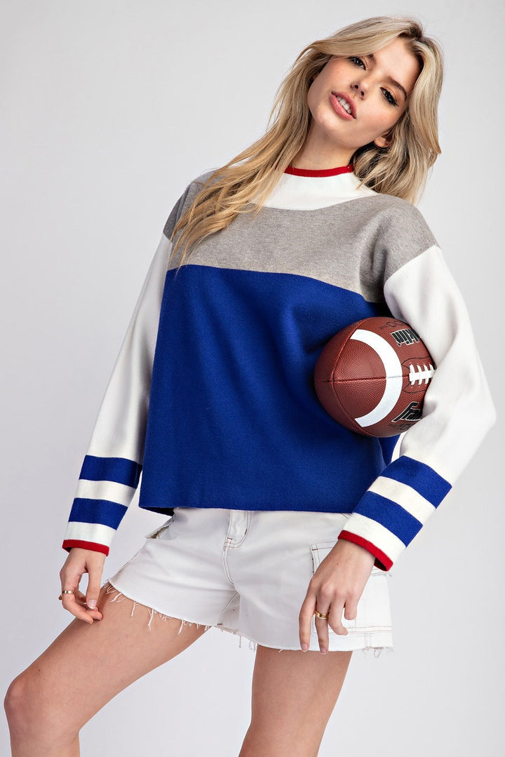 Royal Blue Color Block Sweater