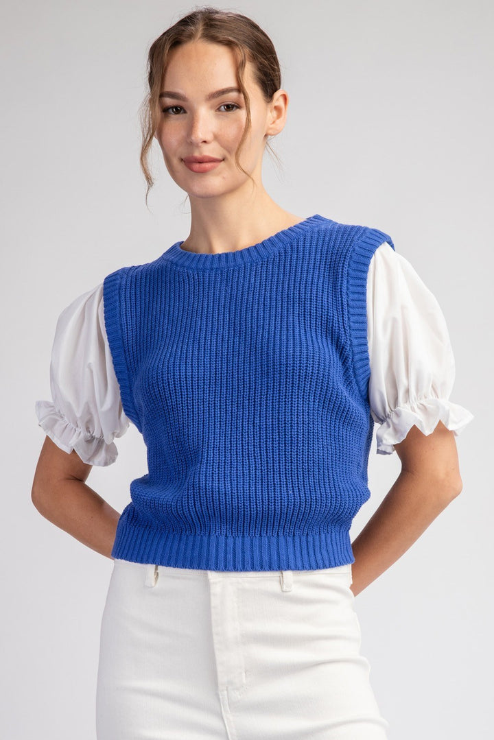 Puff Sleeve Layered Vest Top