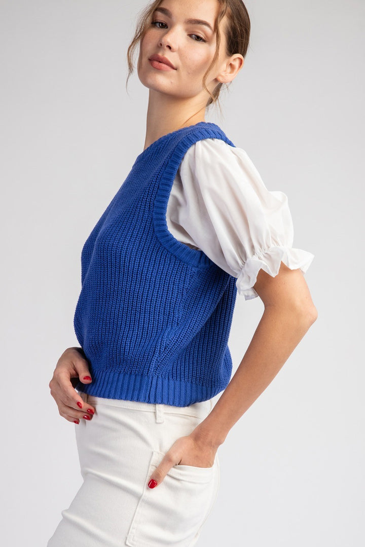 Puff Sleeve Layered Vest Top