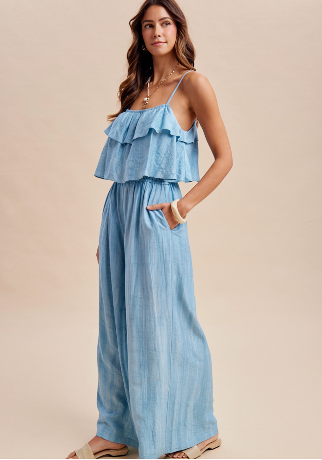 Ruffled Bodice Cami Jumpsuit