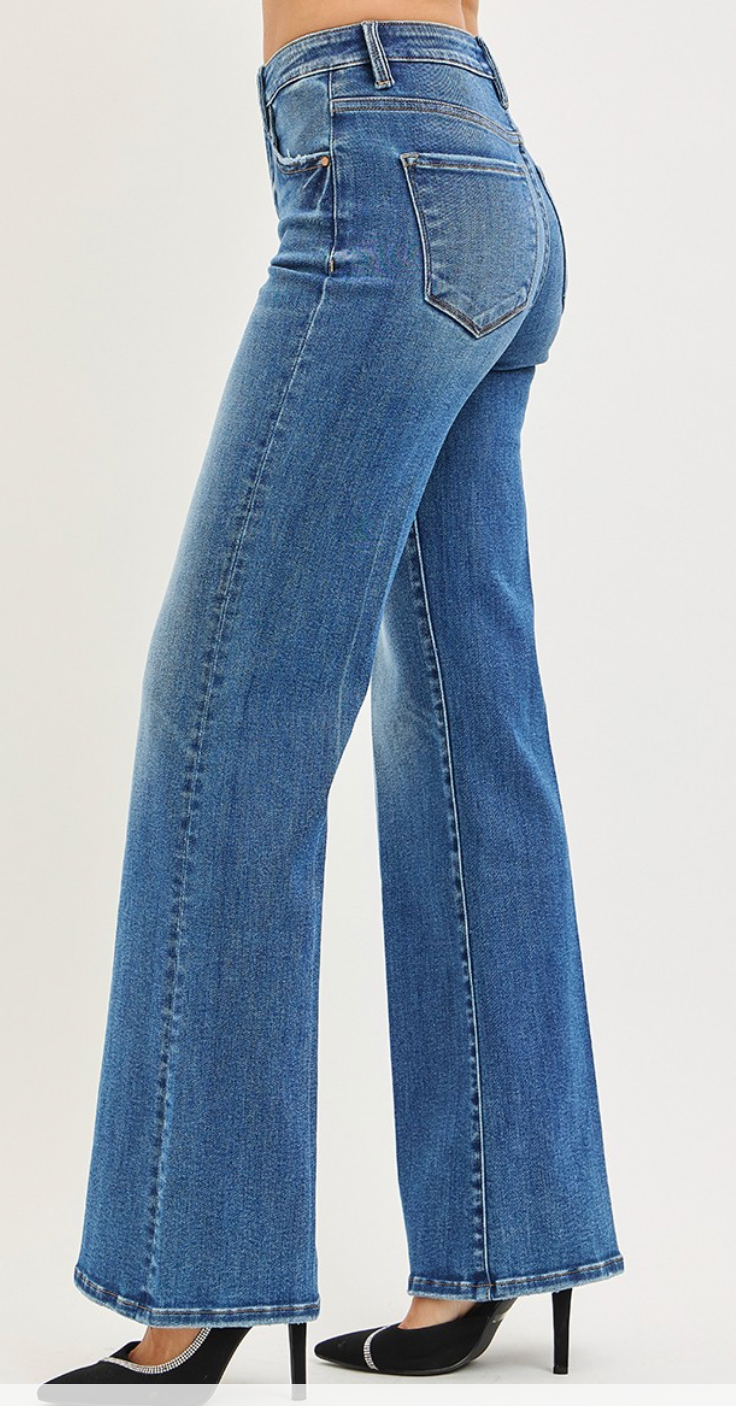 Risen High Rise Wide Flare Jeans