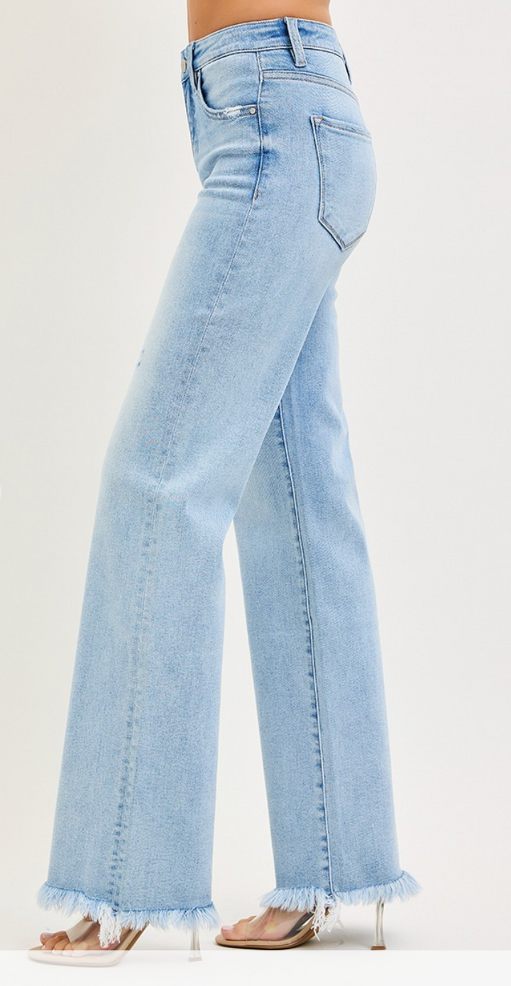 Risen High Rise Long Straight Jeans