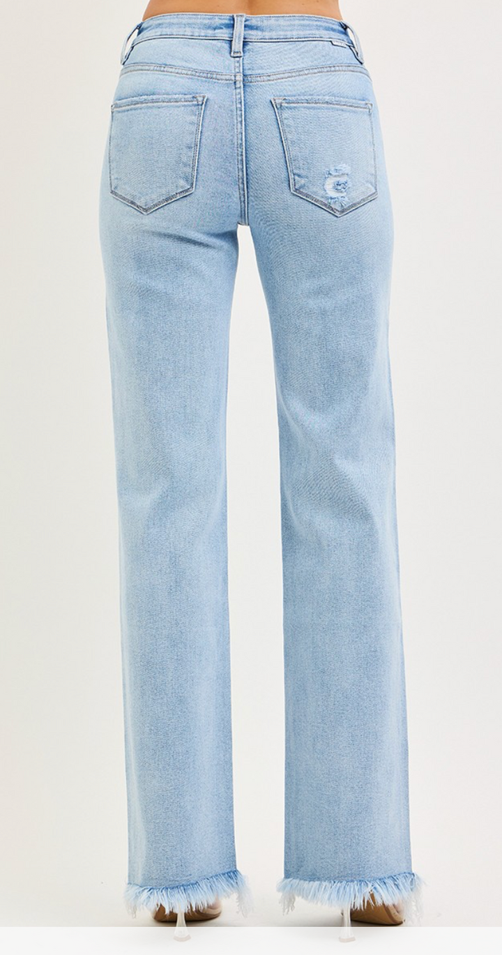 Risen High Rise Long Straight Jeans