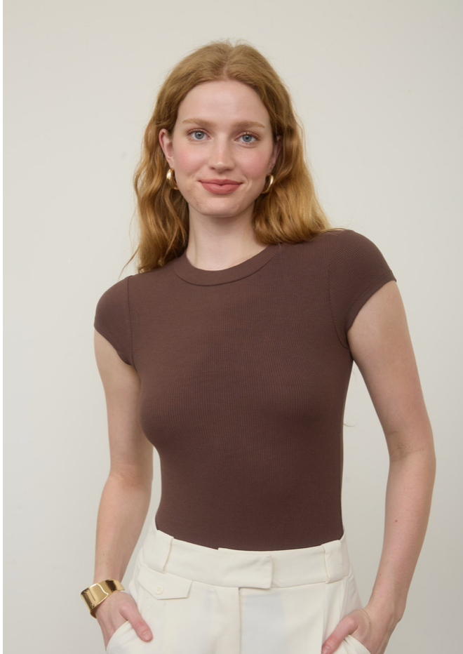Round Neck Short Sleeve Knit Bodysuit