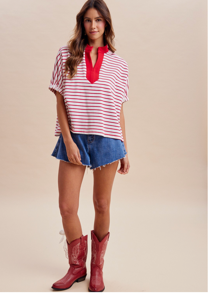 Stripe Dolman Sleeve Top