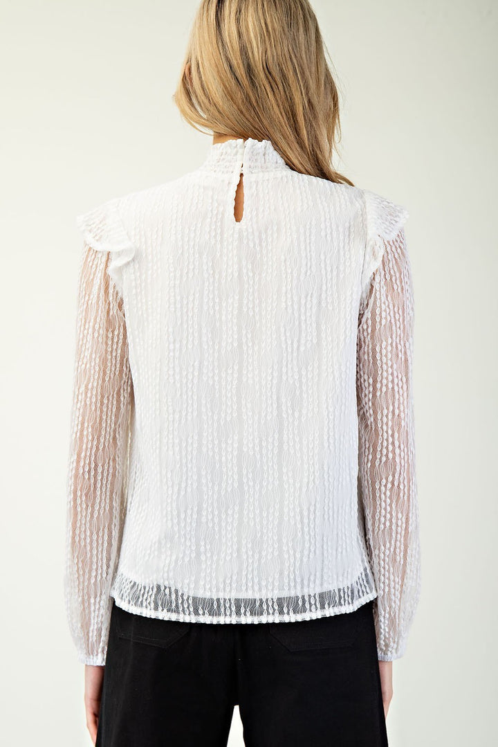 White Sheer Long Sleeve Top