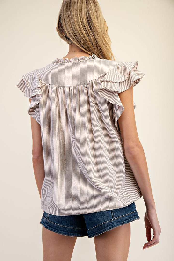 Coco Striped Ruffle Sleeve Top