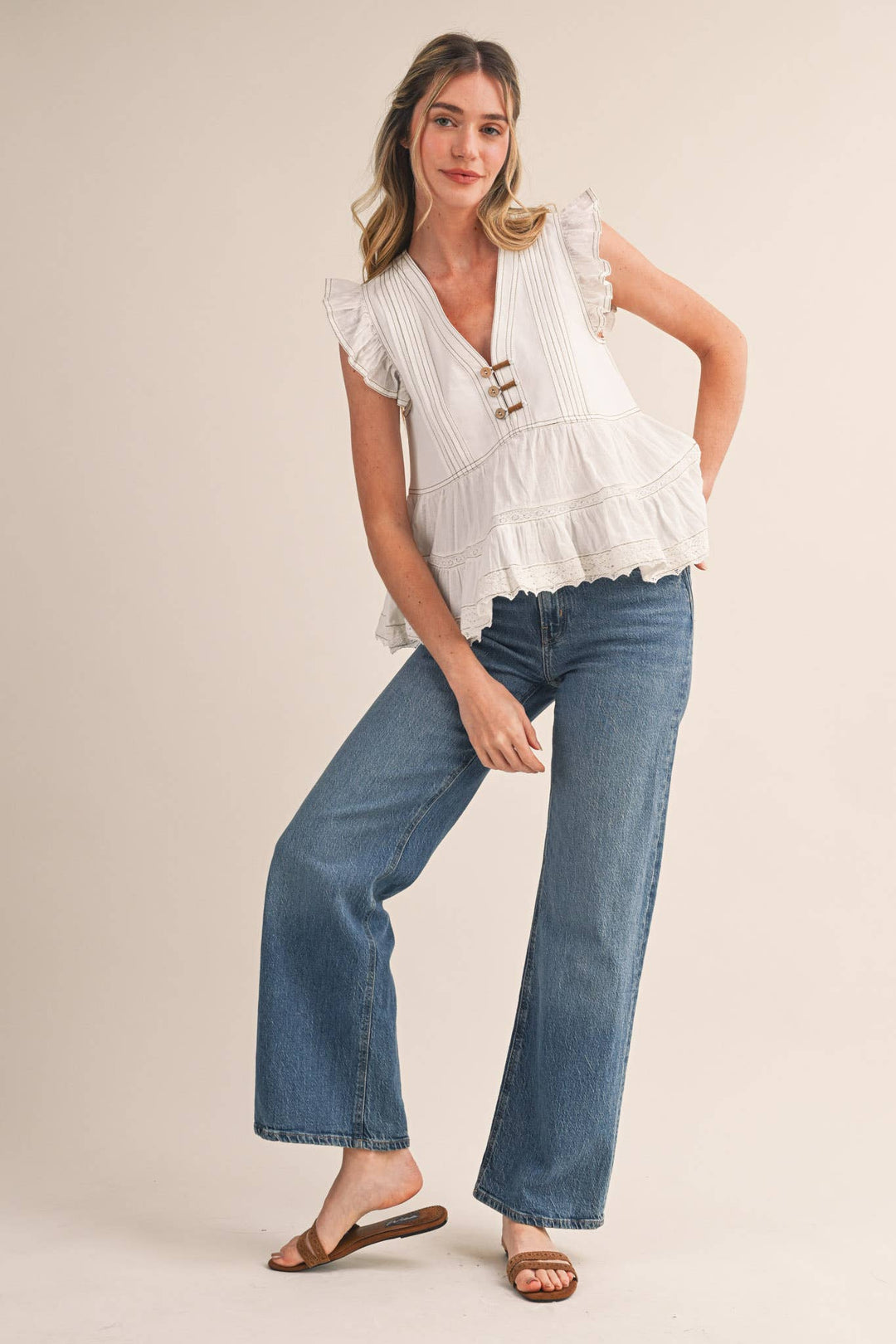 STITCH LACE TRIM TOP
