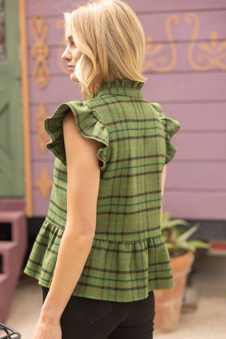 Rick rack Plaid Flannel Top