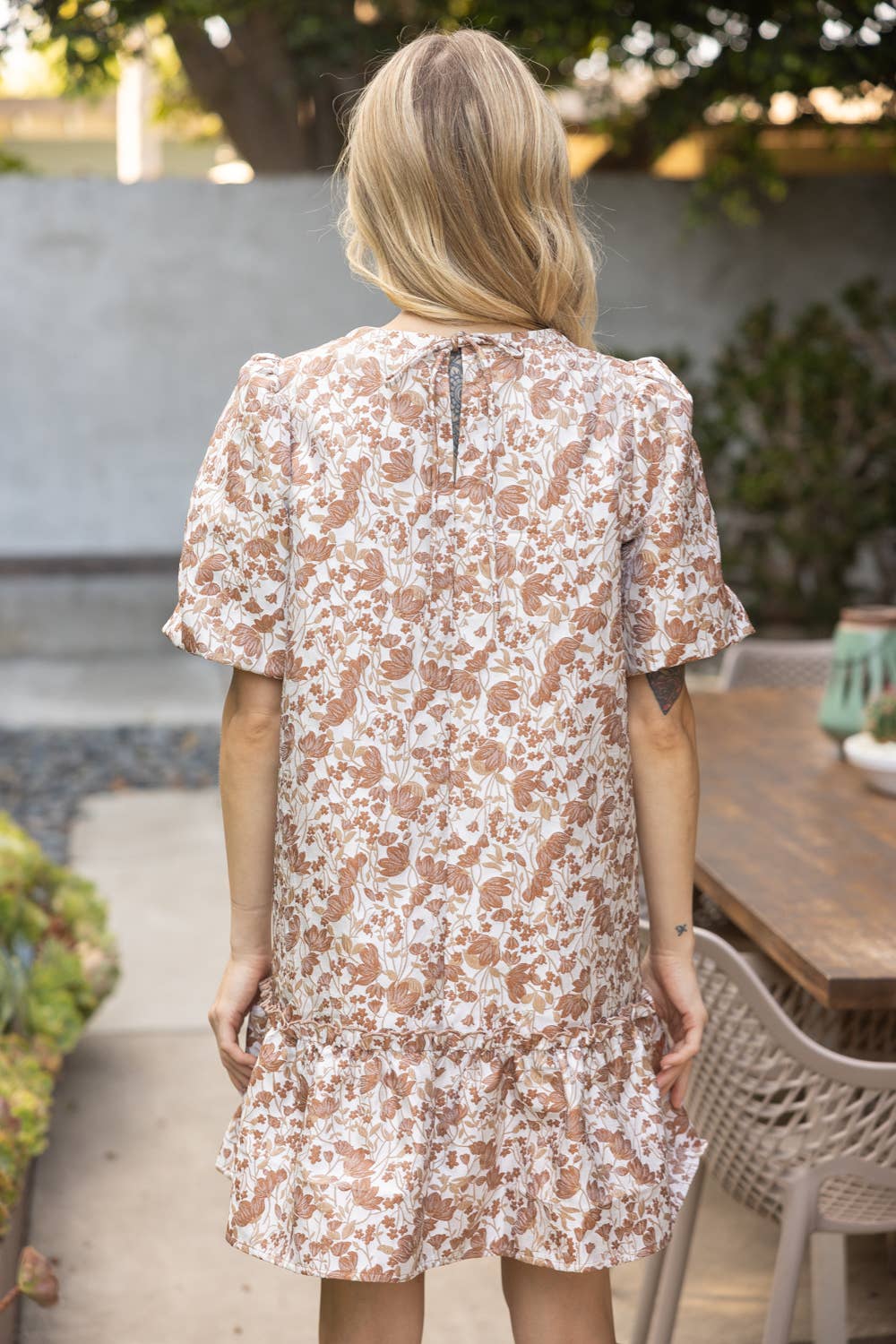 Floral Jacquard  Tiered Dress