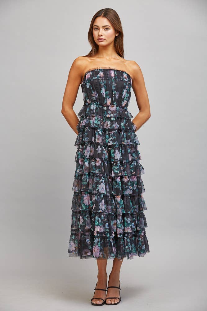 TULLE STRAPLESS DRESS