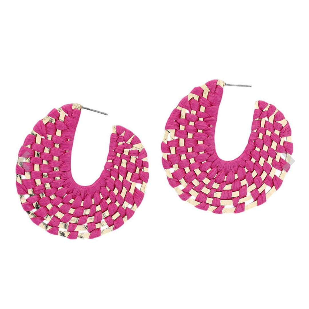 Raffia Wrapped Hoop Earrings