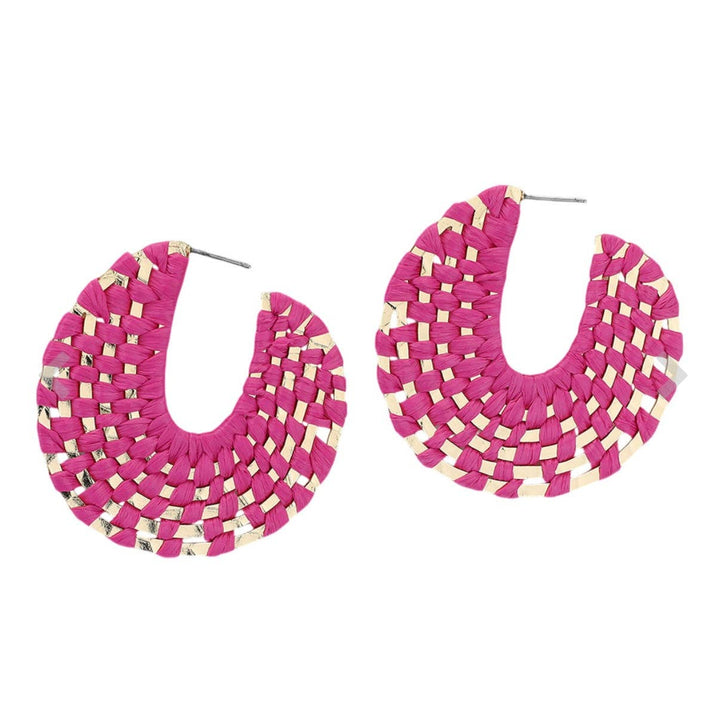 Raffia Wrapped Hoop Earrings