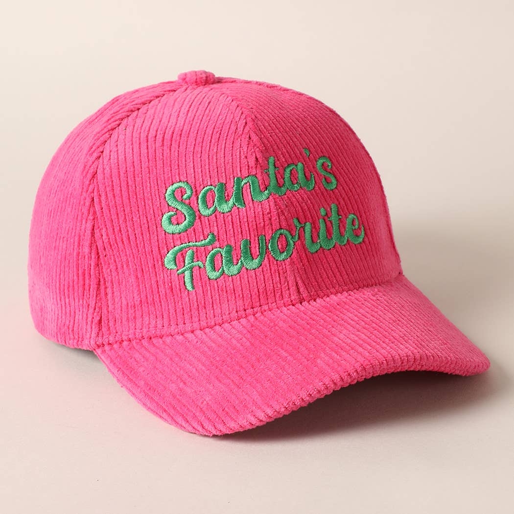 Santa's Favorite Embroidery Corduroy Cap