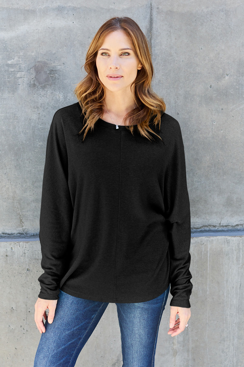 Double Take Full Size Round Neck Long Sleeve T-Shirt (Online Only)