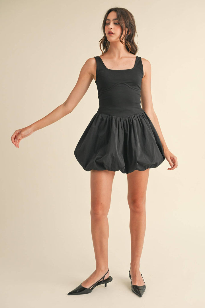 BUBBLE HEM MINI DRESS