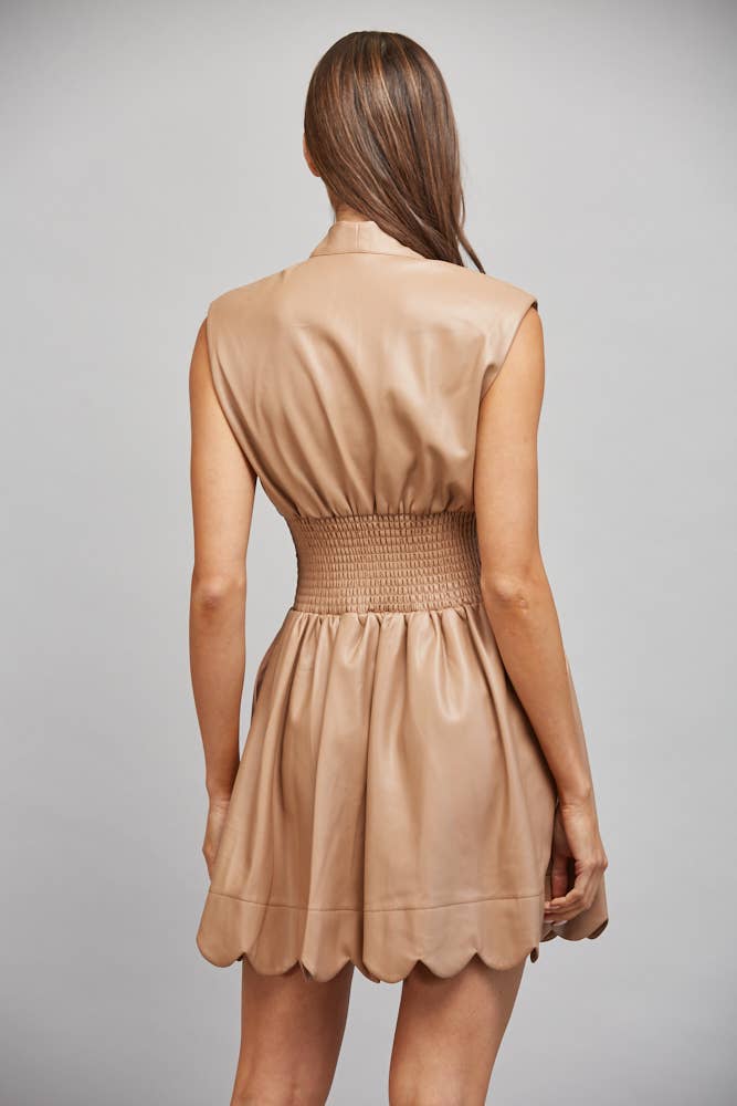 FAUX LEATHER  ZIP FRONT DRESS