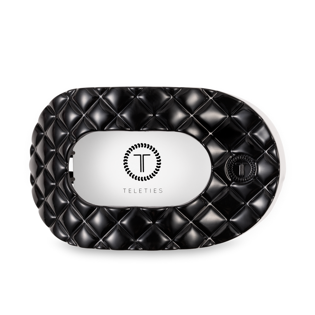 Flat Round Hair Clip | Large | Jet Black Quilted