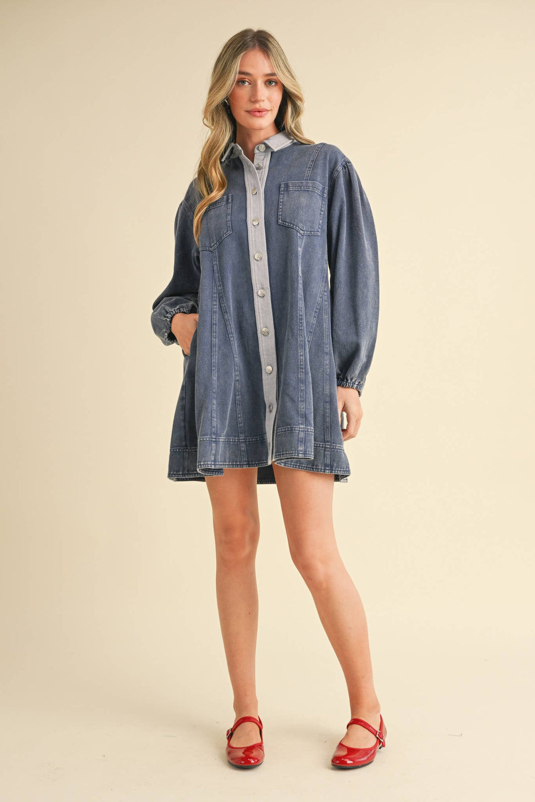 Denim Button Down Mini Dress