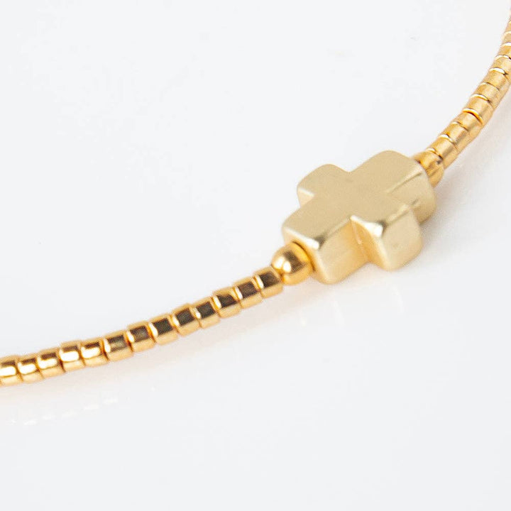 Faithful Cross Bangle-Gold