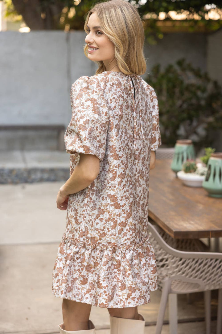 Floral Jacquard  Tiered Dress