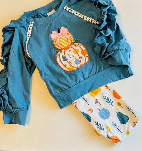 Blue Applique Pumpkin set