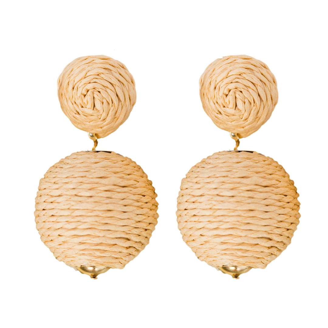 Natural Pom Pom Earrings