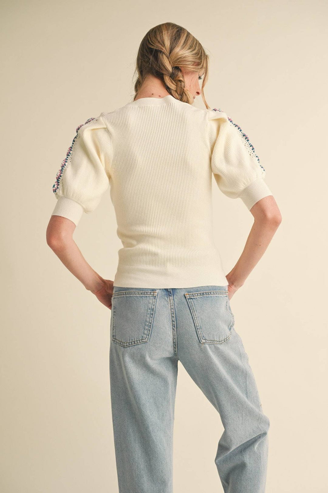 Crochet Puff Sleeve Sweater