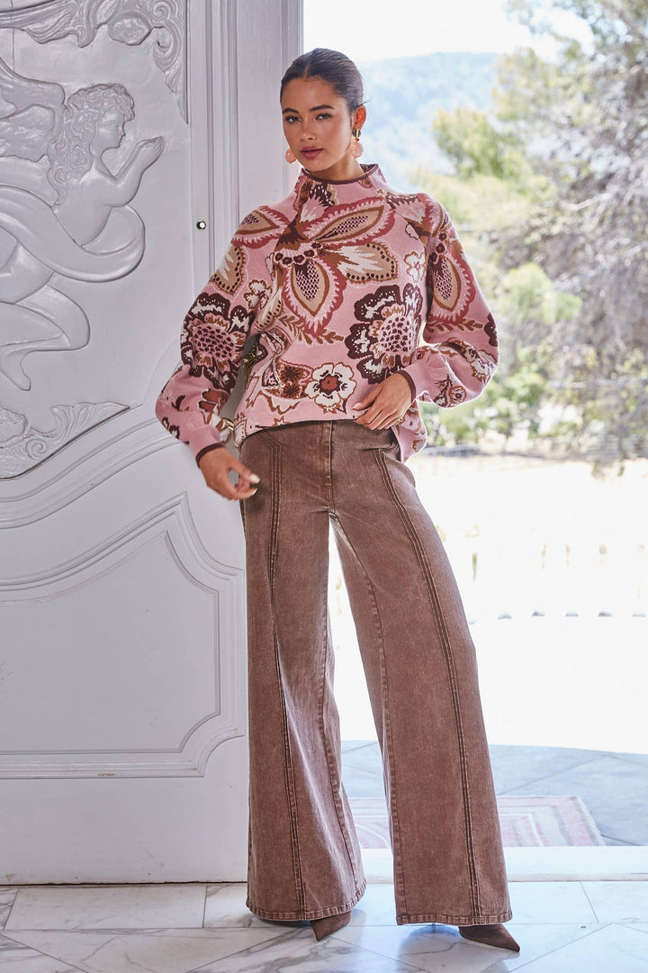 STRUCTURED WASHED WIDE LEG PANTS