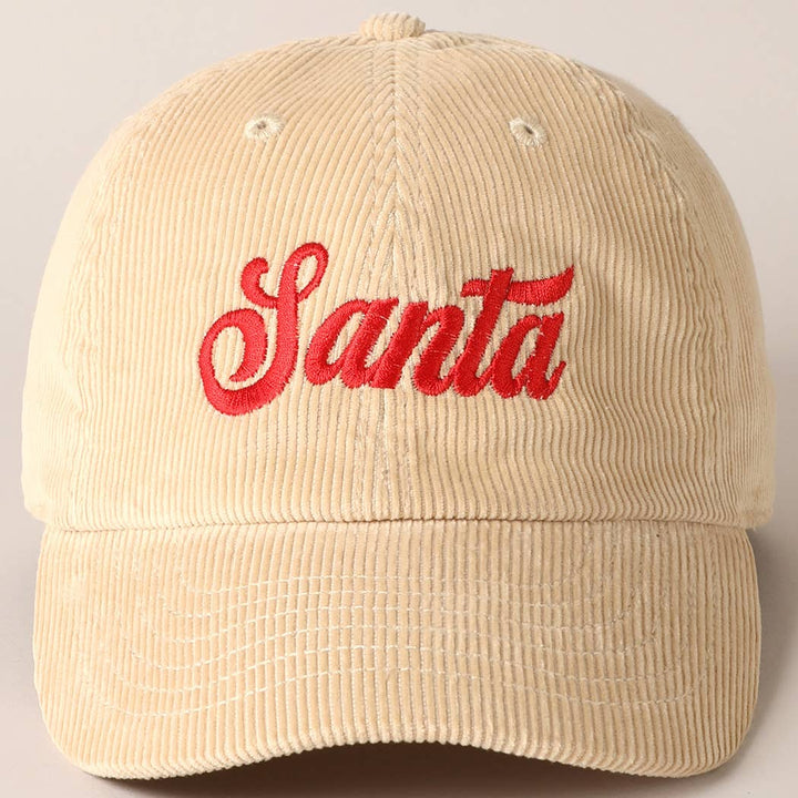 Santa Embroidered Corduroy Cap