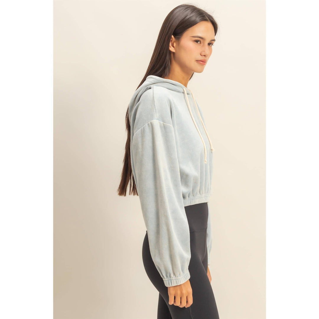 Cropped Velvet Hoodie