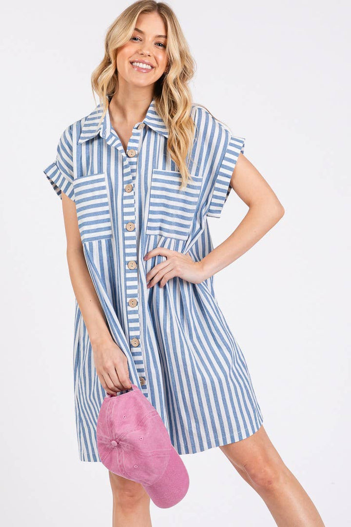 COTTON STRIPED TUNIC DRESS
