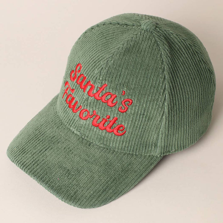 Santa's Favorite Embroidery Corduroy Cap