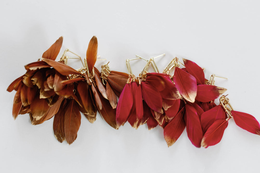 Caramel Feathers Earrings
