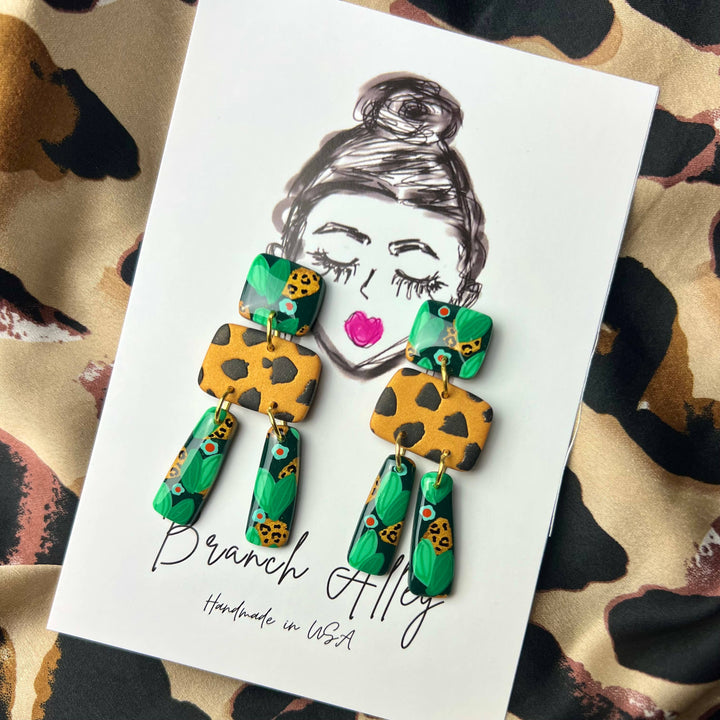 Jungle pattern clay dangle
