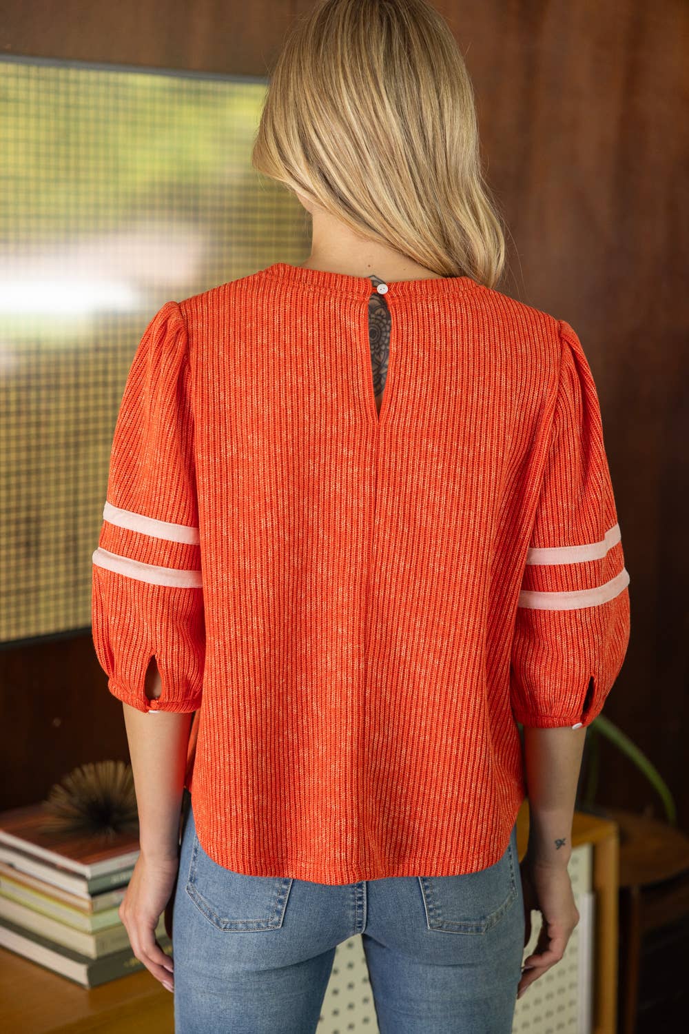 Puff Sleeve Ribbed Top