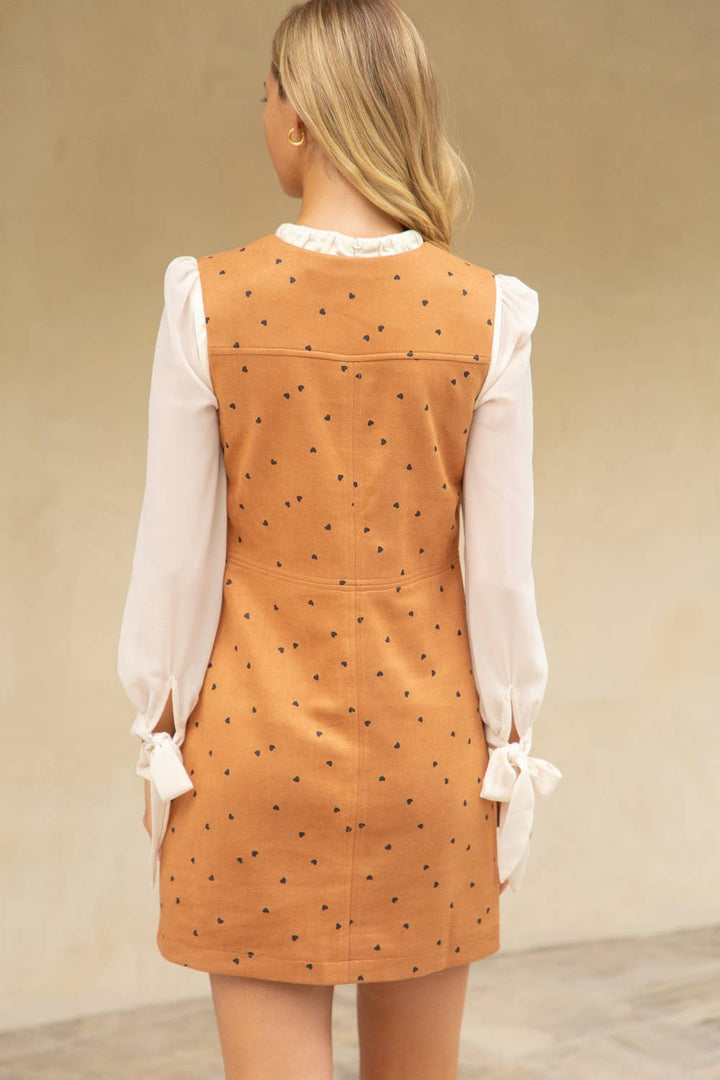 Heart Printed Suede Dress