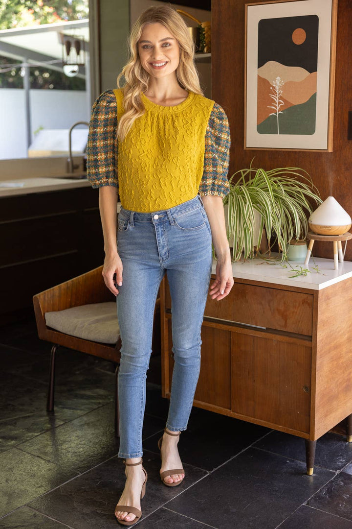 Tweed Sleeve Top