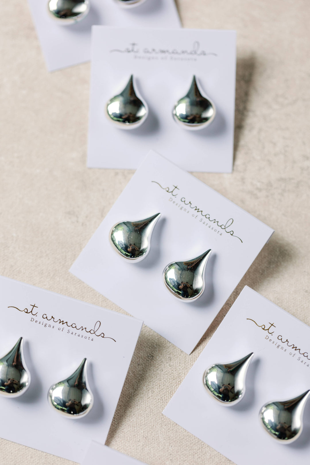 1 Inch Silver Teardrop Studs