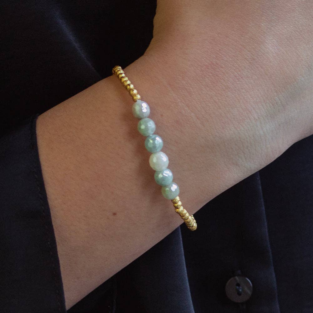 Amazonite Row Gold Beaded Bracelet