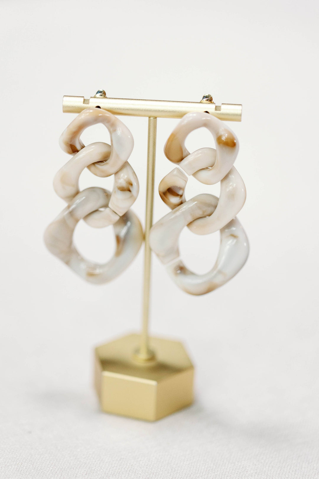 Cream Chain Drop Earrings