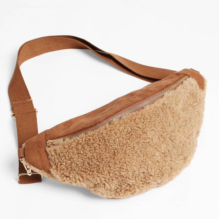 Faux Suede Sherpa Sling Bag