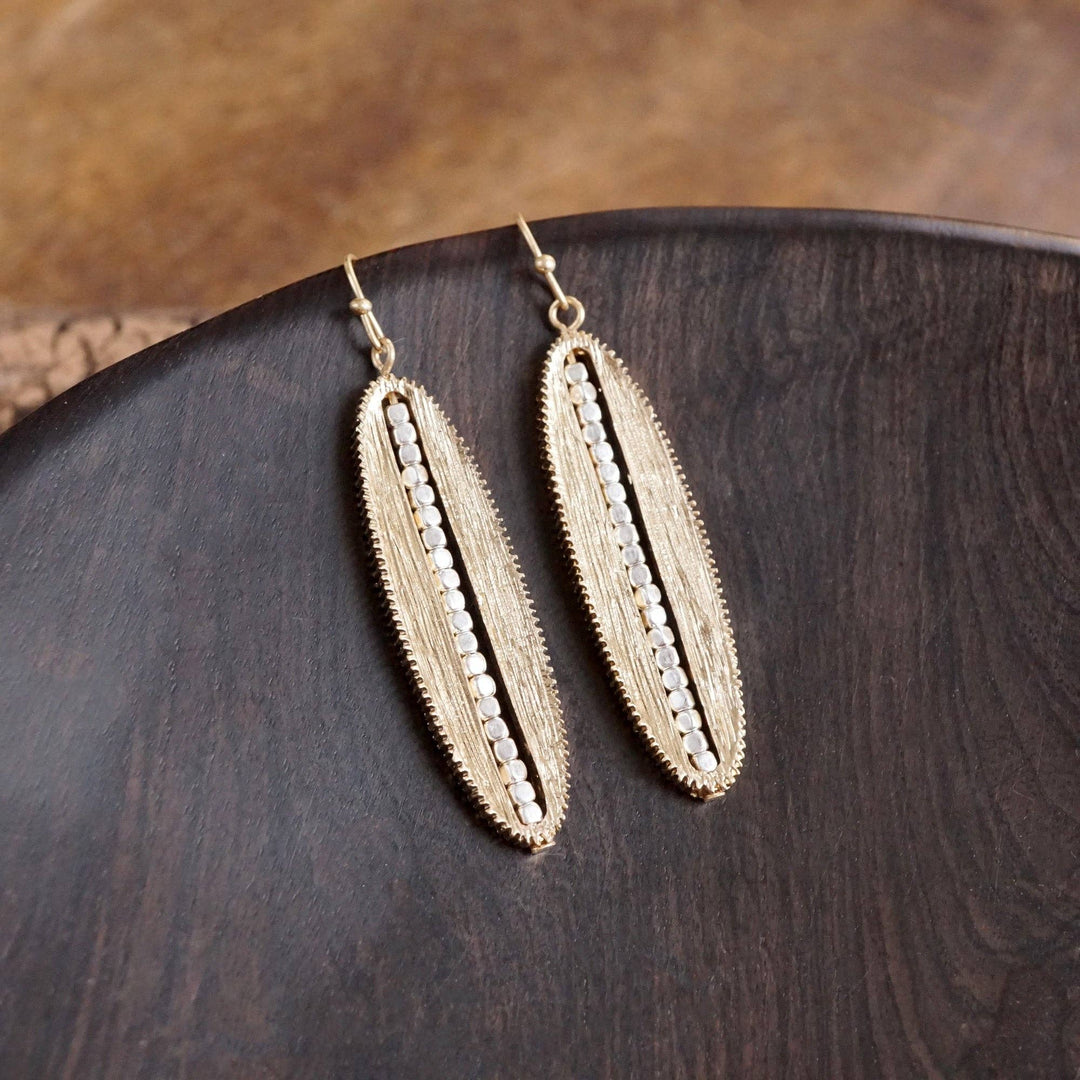 Elongated Oval Dangle Earrings