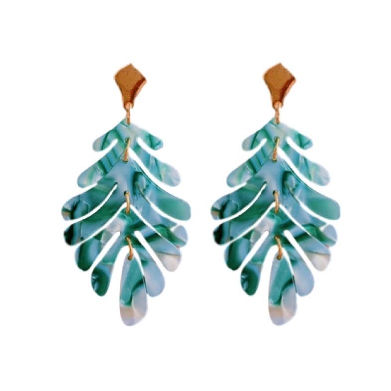 Green Petite Palm Earrings